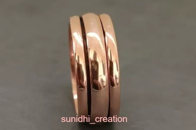 Pure Solid Plain Copper Healing Spinner Ring Band for Men & Women