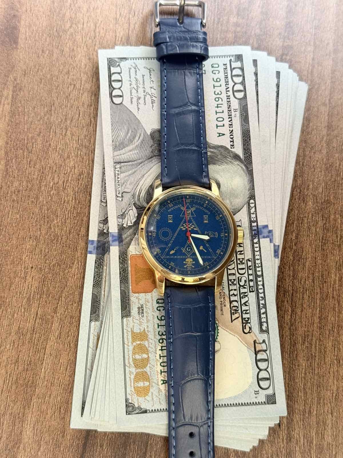 Mason Raketa 1990s Watch,Blue Soviet Mechanical Skull Men’s Wrist Pyramid USSR