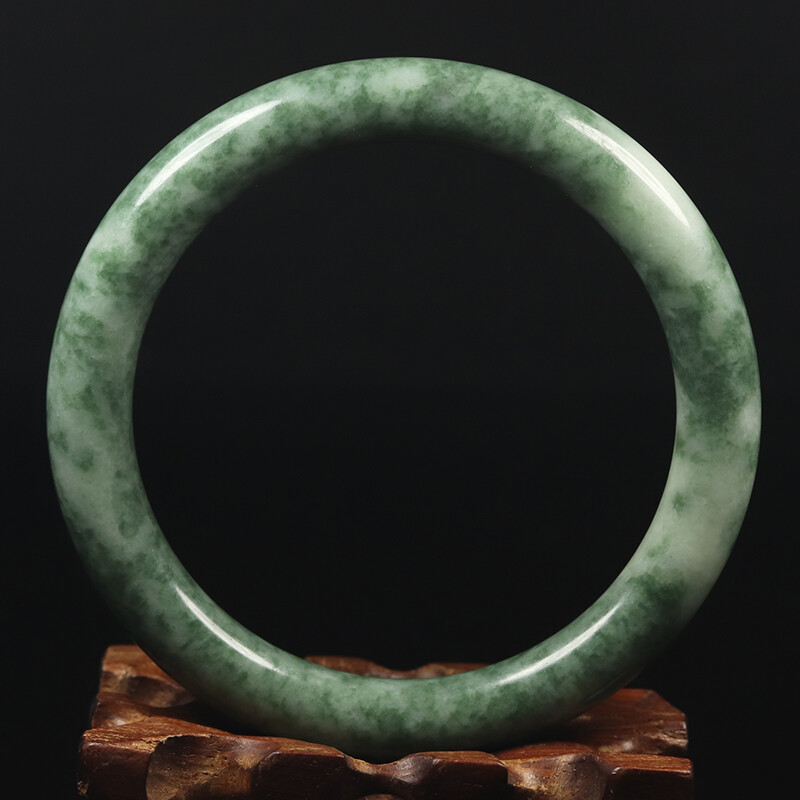 63mm Grade A 100% Natural Green Jade Bangle Bracelet Women’s Bracelet 33888
