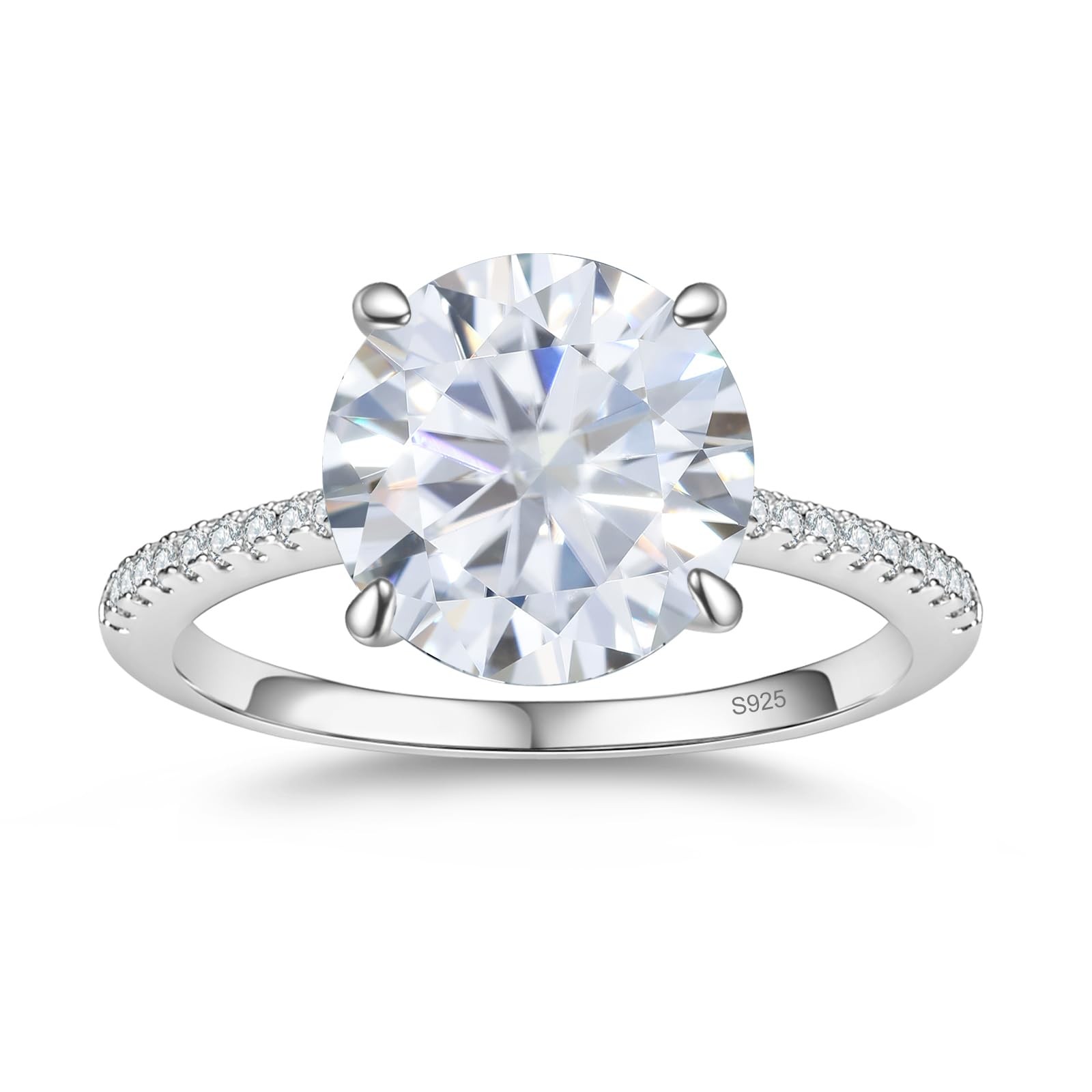 1.5-5CT Multi Cut CZ Solitaire Engagement Ring S925 Silver 18K White Gold Plated