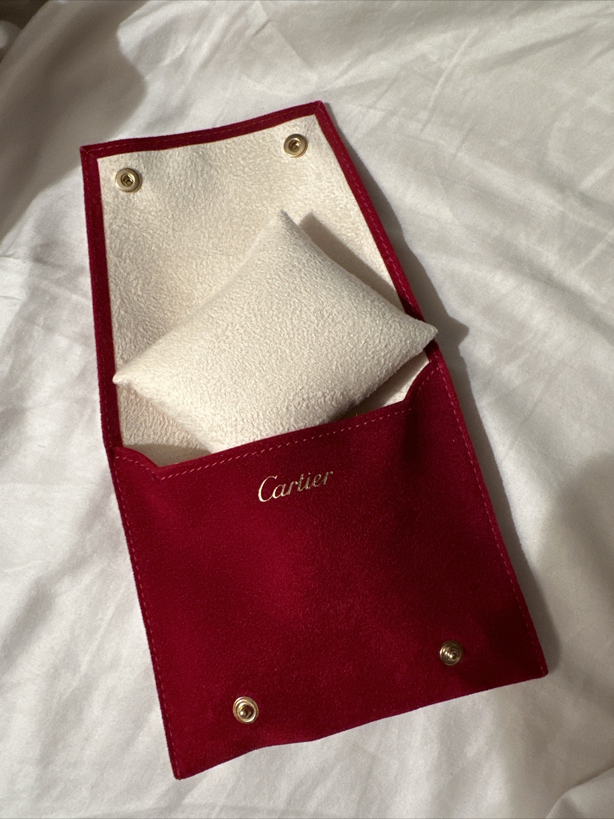 CARTIER Travel Watch Pouch & Cushion Red Suede 2 pockets