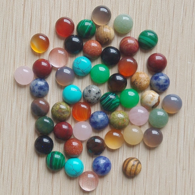 50pcs/lot natural gemstone mixed round CAB CABOCHON stone DIY 10mm No Holes