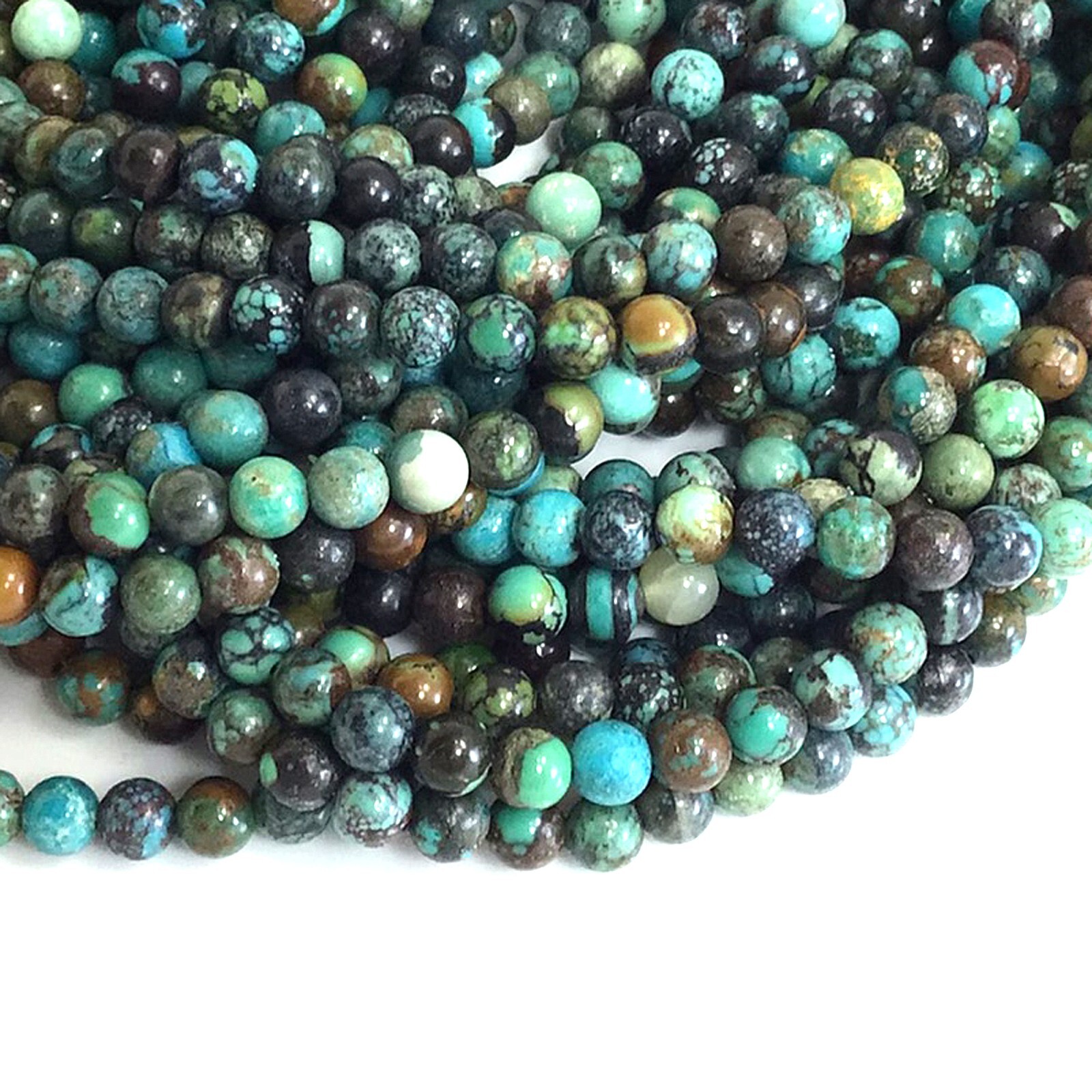 4mm Grade AAA Genuine Natural Turquoise Blue Green Smooth Round Loose Bead 15″