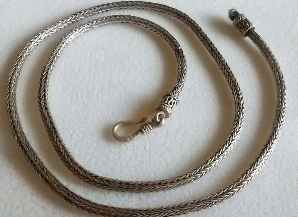 VINTAGE STERLING SILVER 925 HOOK 18″ SPIGA WHEAT CHAIN BALI NECKLACE 3mm 17g