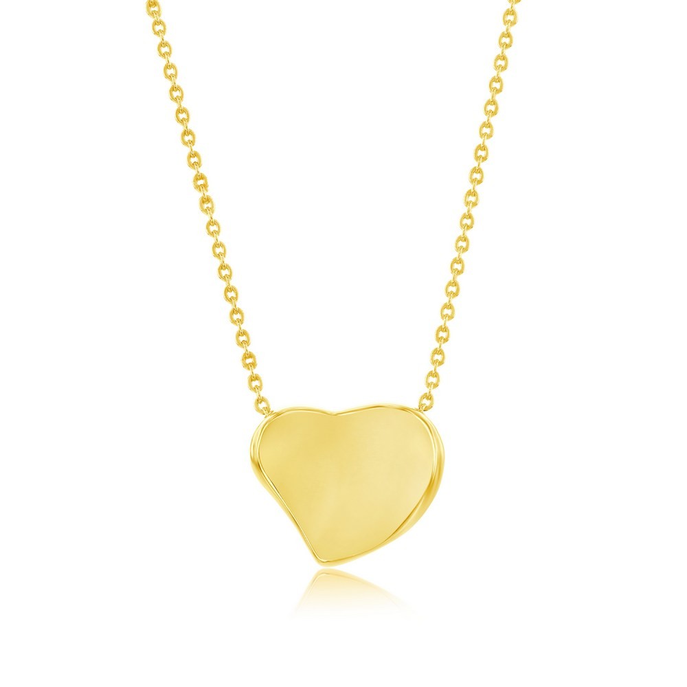 Sterling Silver, Polished Heart Necklace – Gold Plated