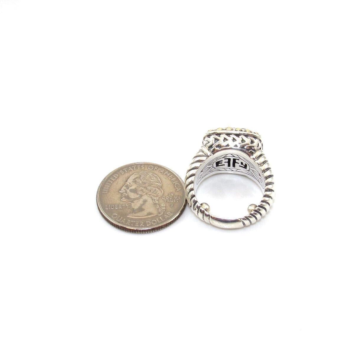 Effy Balissima Sterling Silver 18K Yellow Gold Multi Gemstone Ring Size 4.5