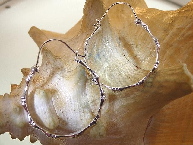 3X31MM 925 SILVER GUAM MICRONESIAN CHAMORRAN CHAMORRITA BAMBOO HOOP EARRINGS #2