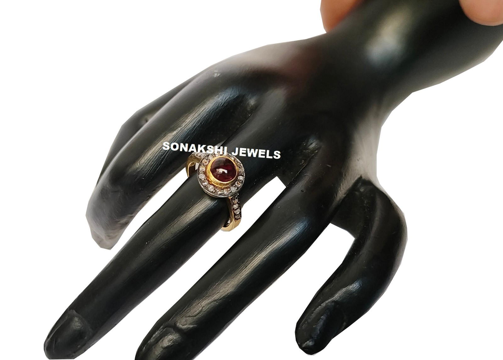 Vintage Ruby Diamond Ring: 925 Sterling Silver Handmade Design Ring