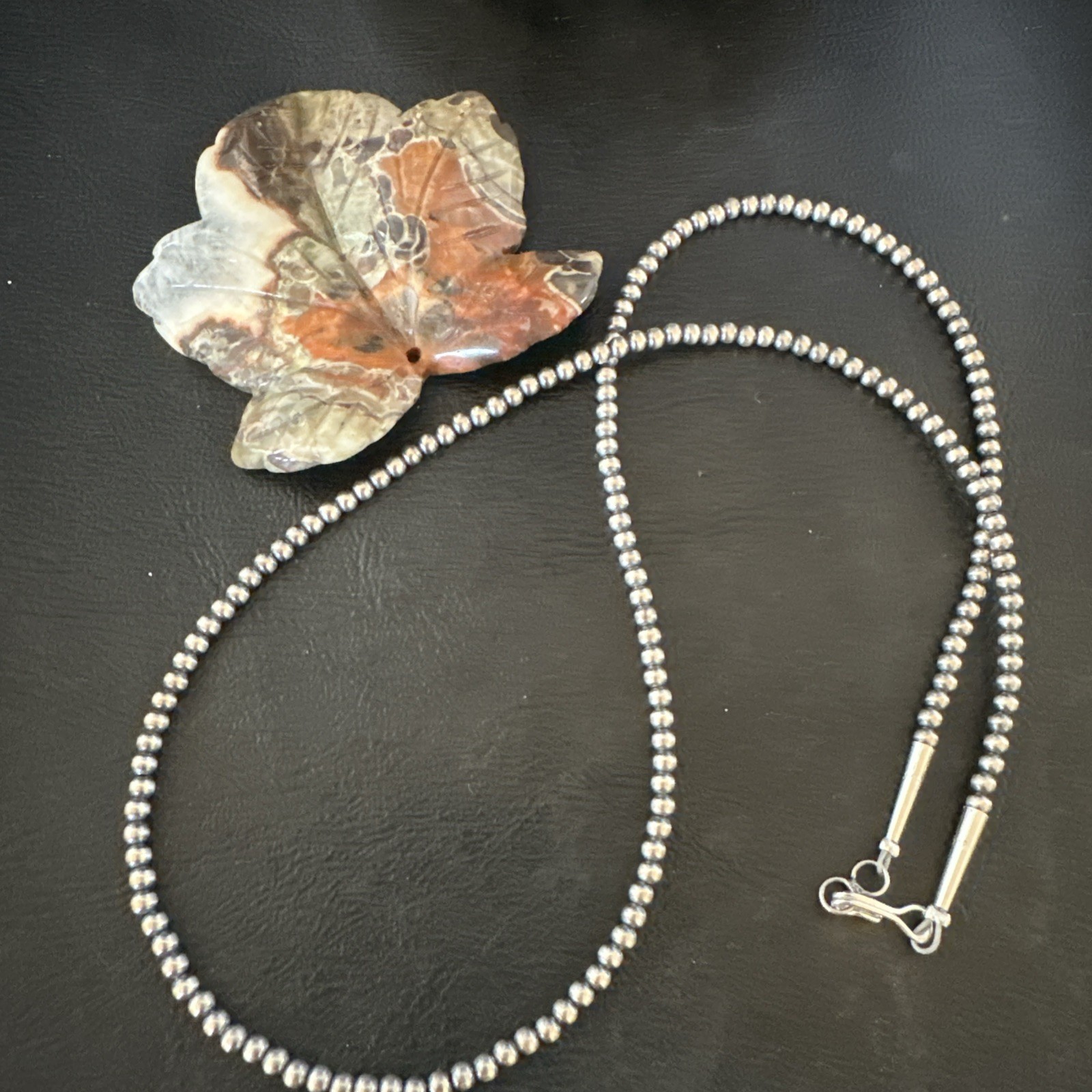 Southwestern 3mm Sterling Silver Pearls 20″ Lobster Eye Cone Necklace 90320