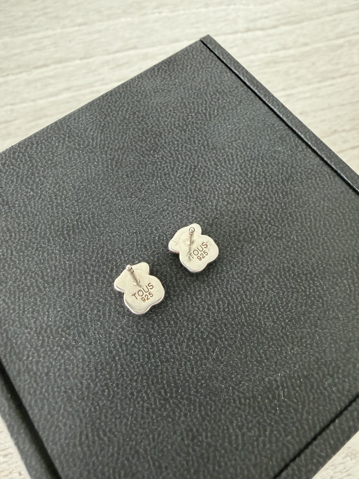 Tous Sterling Silver 925 Earrings Bear Motif Faceted Mother Of Pearl Signed
