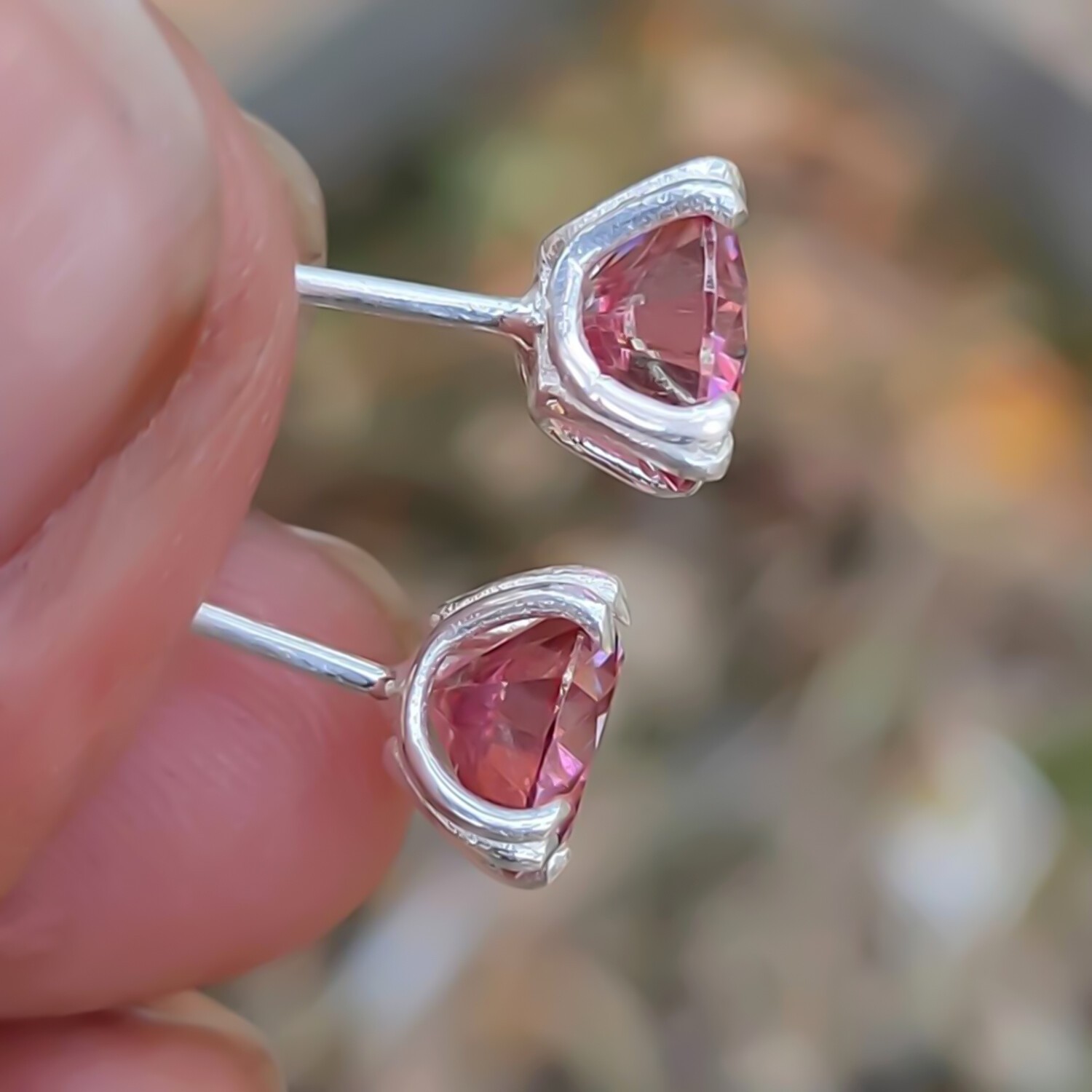 2.00 Ct Certified Pink Diamond Solitaire Stud Earrings with Great Sparkle