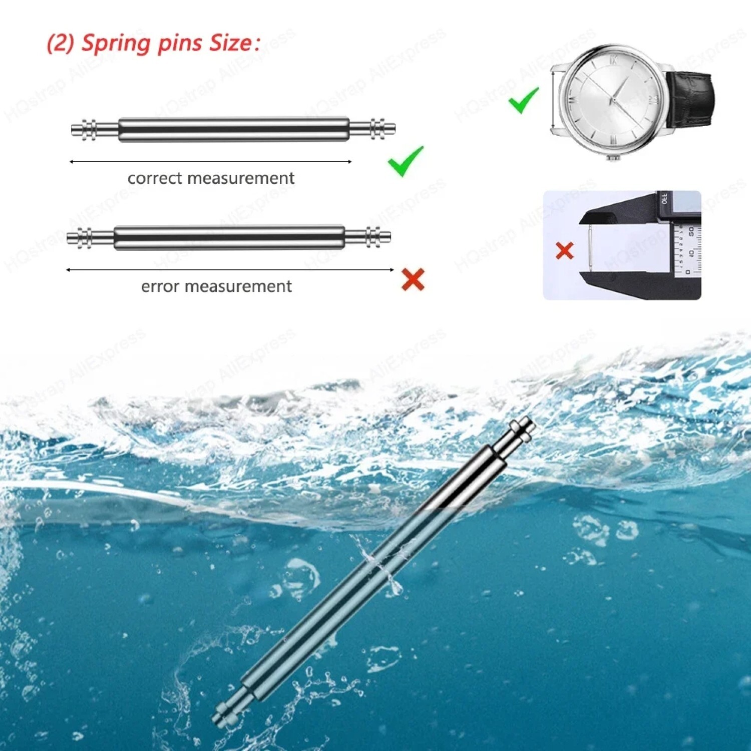 20Pcs 1.5mm 1.8mm 2.0mm Metal Spring Bars Strap Link Pins Repair Tool 16mm -26mm