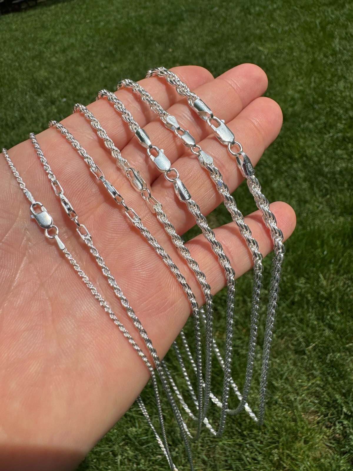 Men’s Women’s Real Solid 925 Sterling Silver Rope Chain 1.5-5mm 16″-30″ ITALY