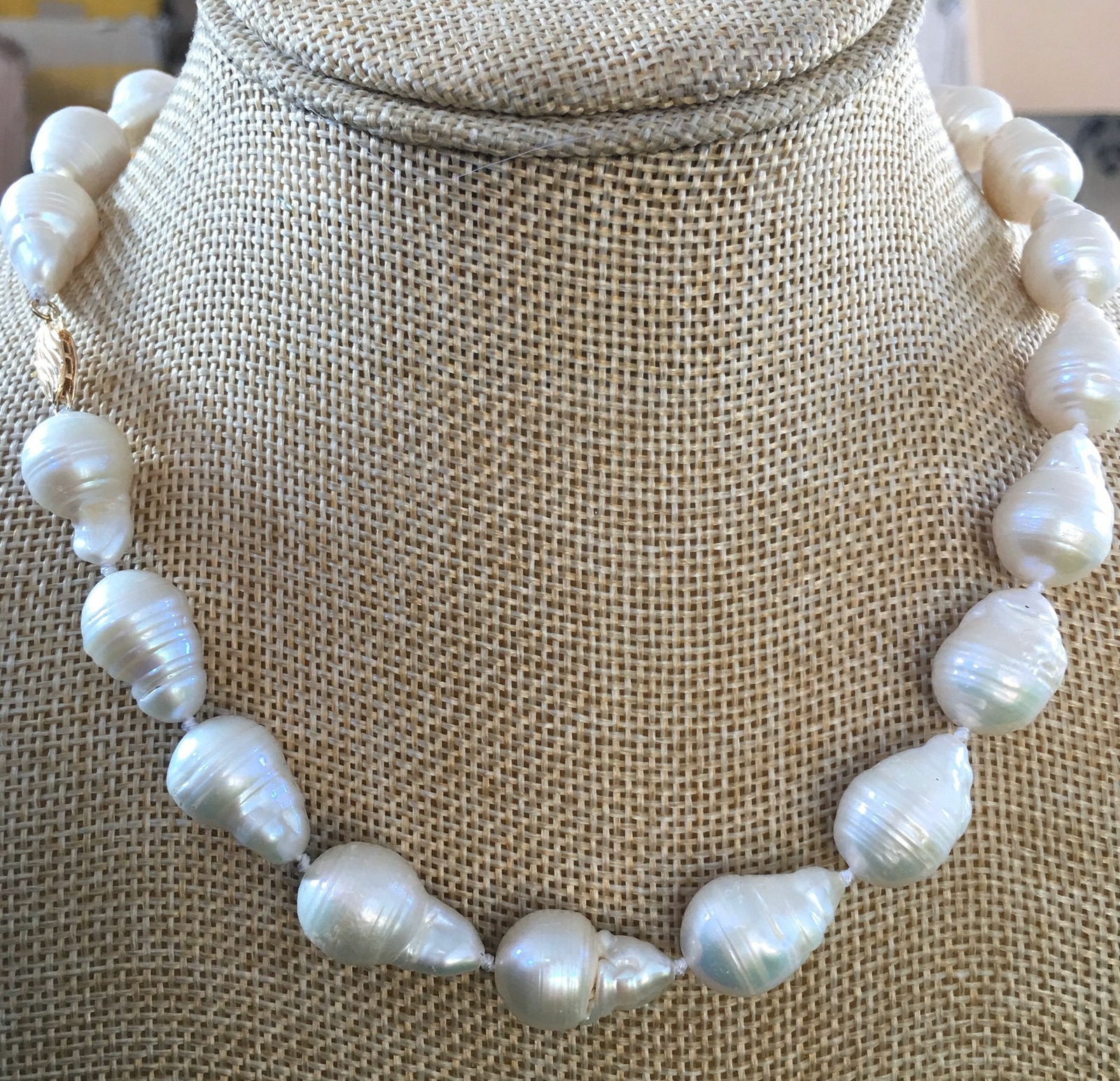 12x15MM WHITE SOUTH SEA BAROQUE PEARL NECKLACE EARRINGS 14k Gold-plated