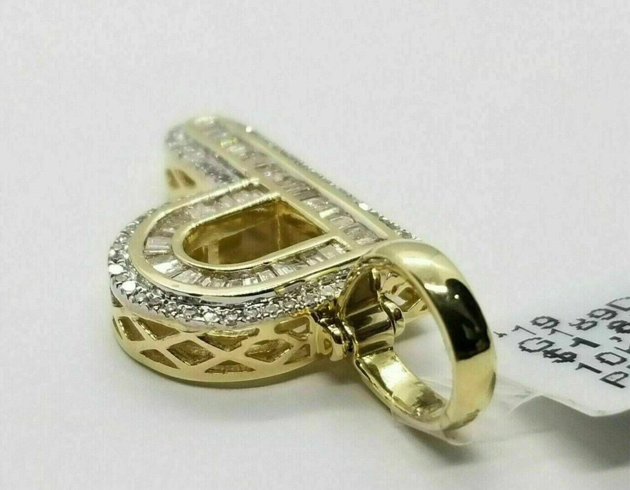14K Yellow Gold Finish Initial “P ” Pendant 1.70Ct Lab Created Diamond Baguette