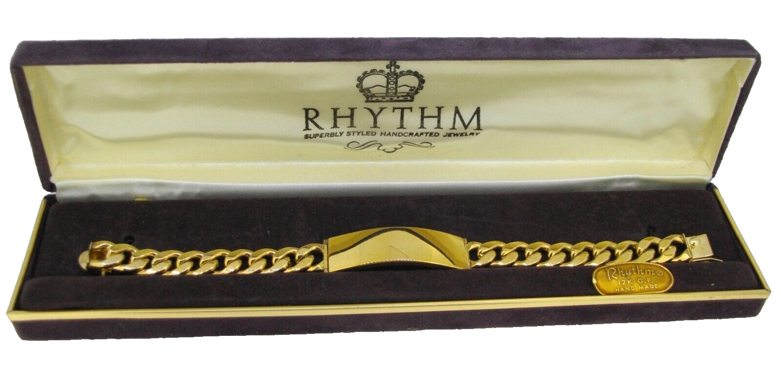Bracelet Rhythm ID Identification 12K Gold Filled Handmade Curb Chain 8 in Vtg