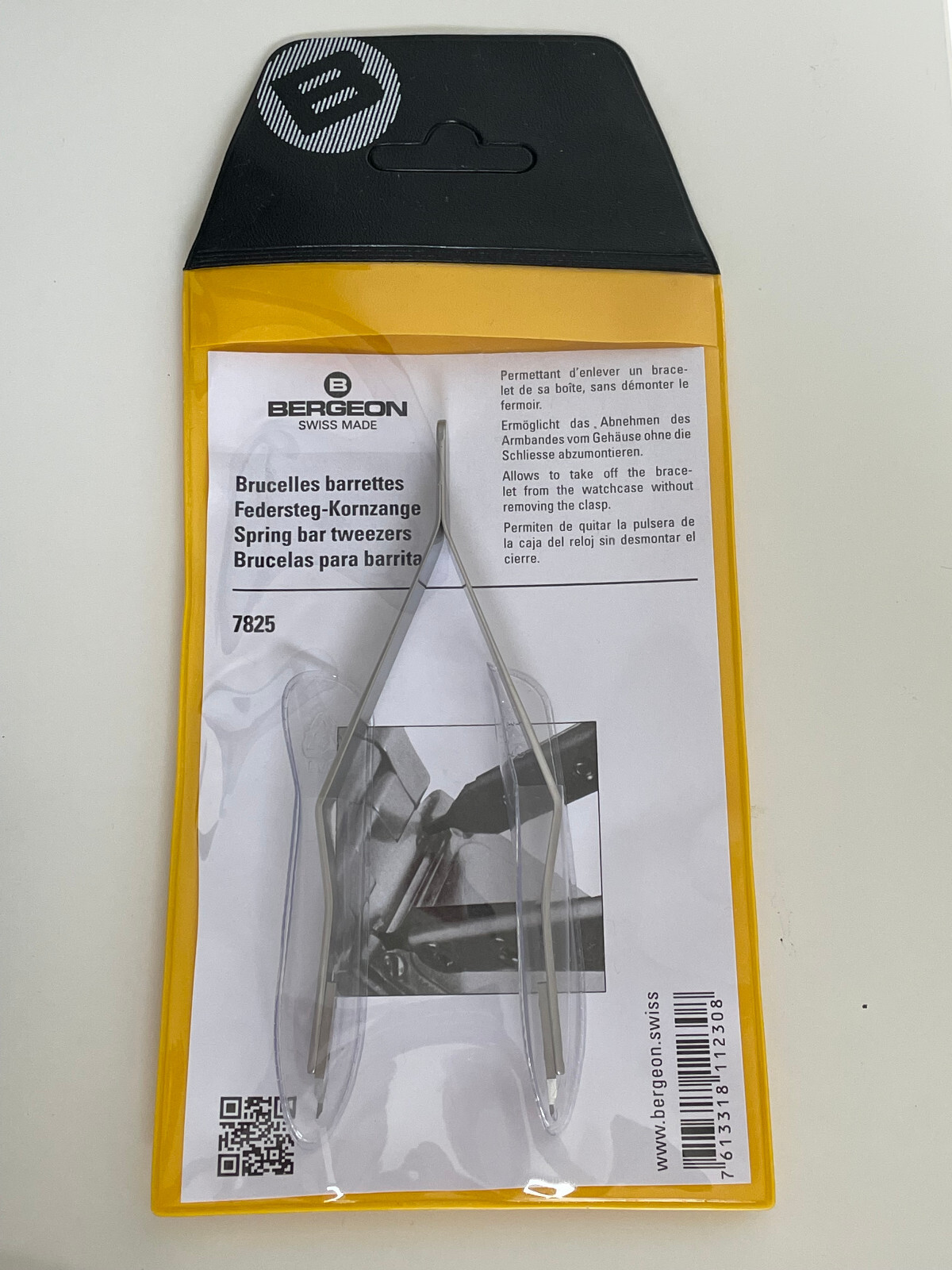 Bergeon 7825 Spring Bar Tweezers, Lug Removal Fitting Tool, Swiss Watch Tool