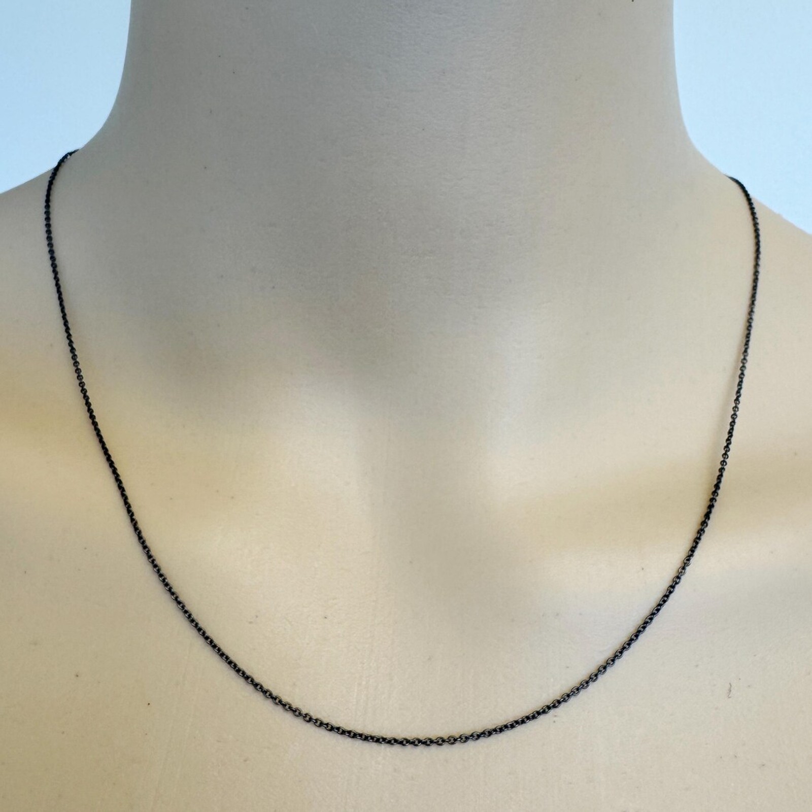Oxidized Sterling Silver Delicate Cable Chain Necklace for Pendant-16″-36″