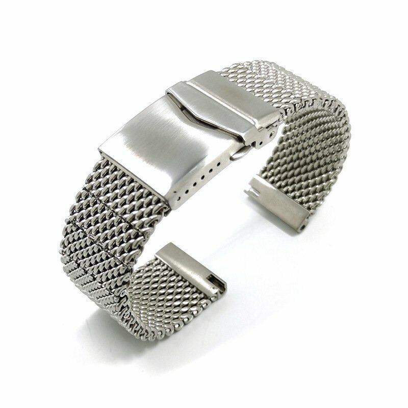 Brushed Solid Stainless Steel Watch Band Strap Shark Mesh Bracelet Quick Release