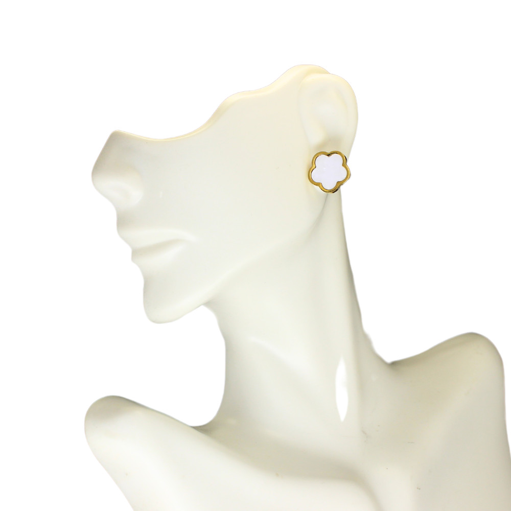 3pc StainlessSteel Five Leaf Clover Flower Necklace Set Tarnish Free Gold Plated