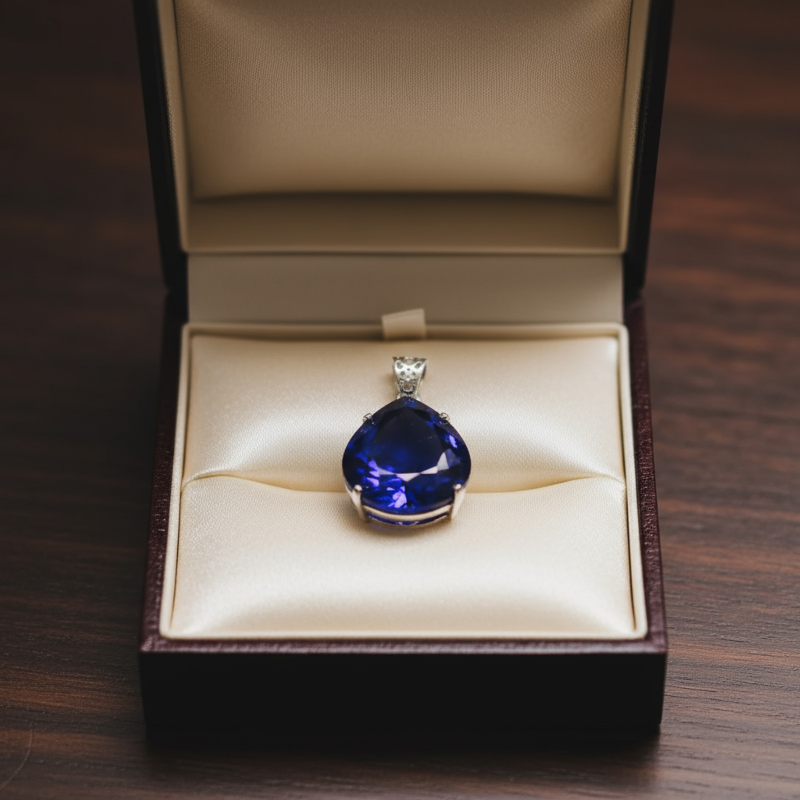 Blue Sapphire Teardrop Pendant – Elegant Gemstone Necklace with Free Chain