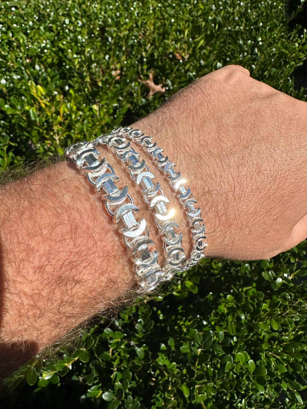 Real Solid 925 Sterling Silver Flat Byzantine Chain Mens Necklace Or Bracelet