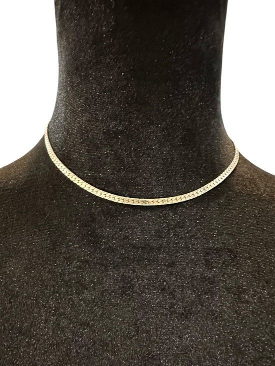 Vintage Necklace Silver Tone Snake Chain Spring C Clasp 15.5 Inch Womens Jewelry