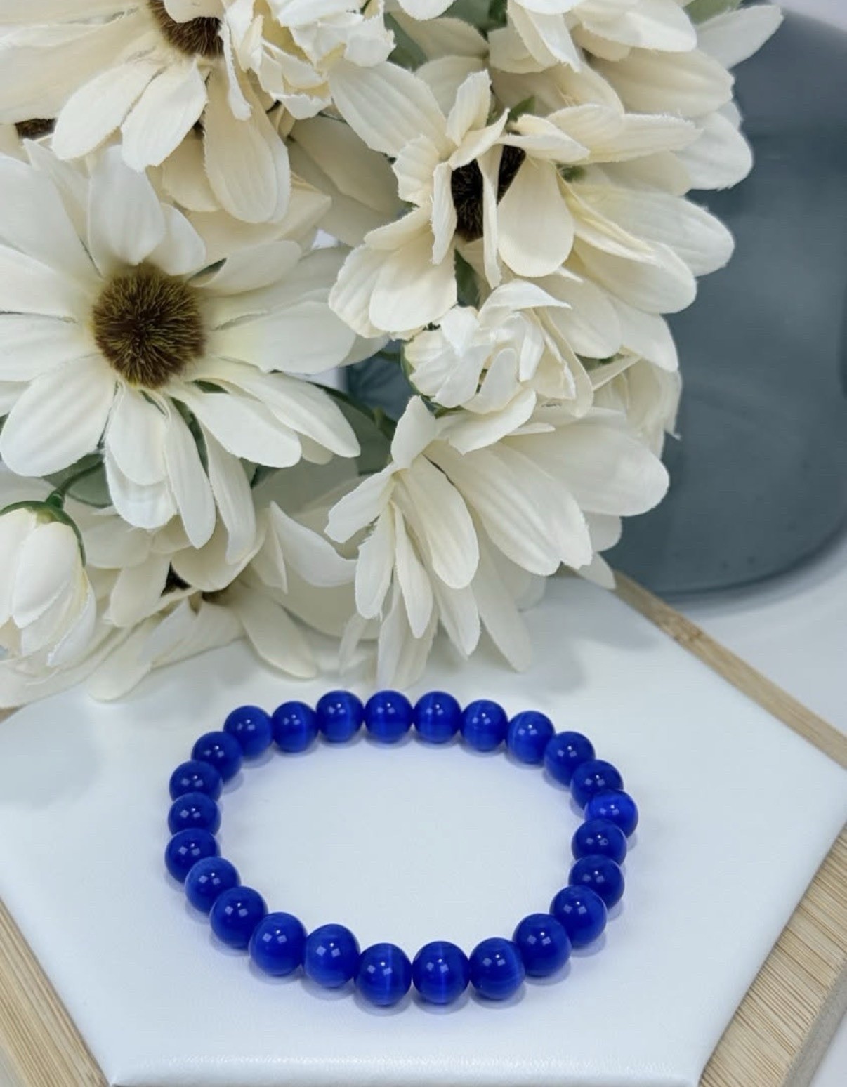 Cat Eye Blue Bead Bracelet 4.2MM