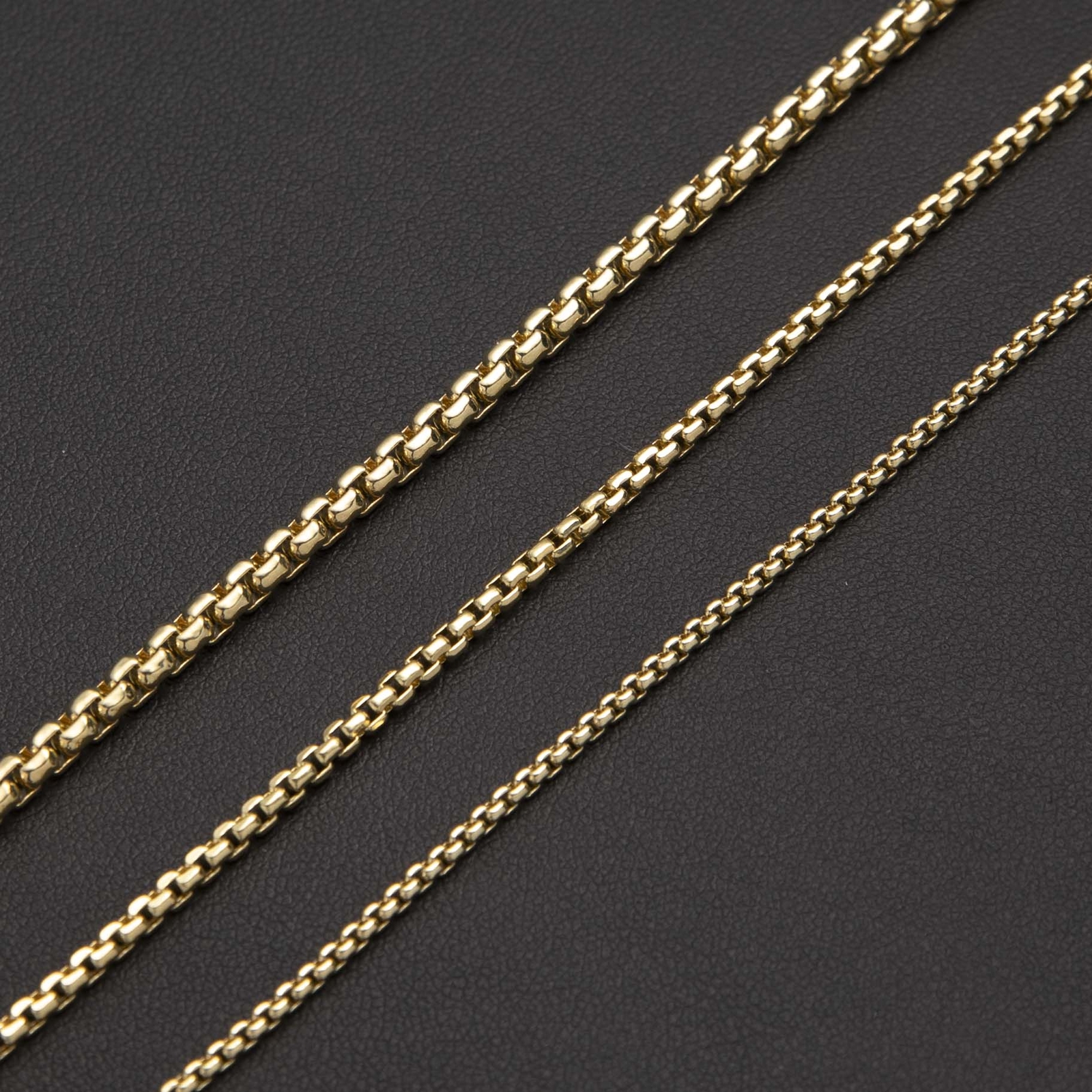 Round Box Link Chain Necklace Real 14K Yellow Gold All Sizes