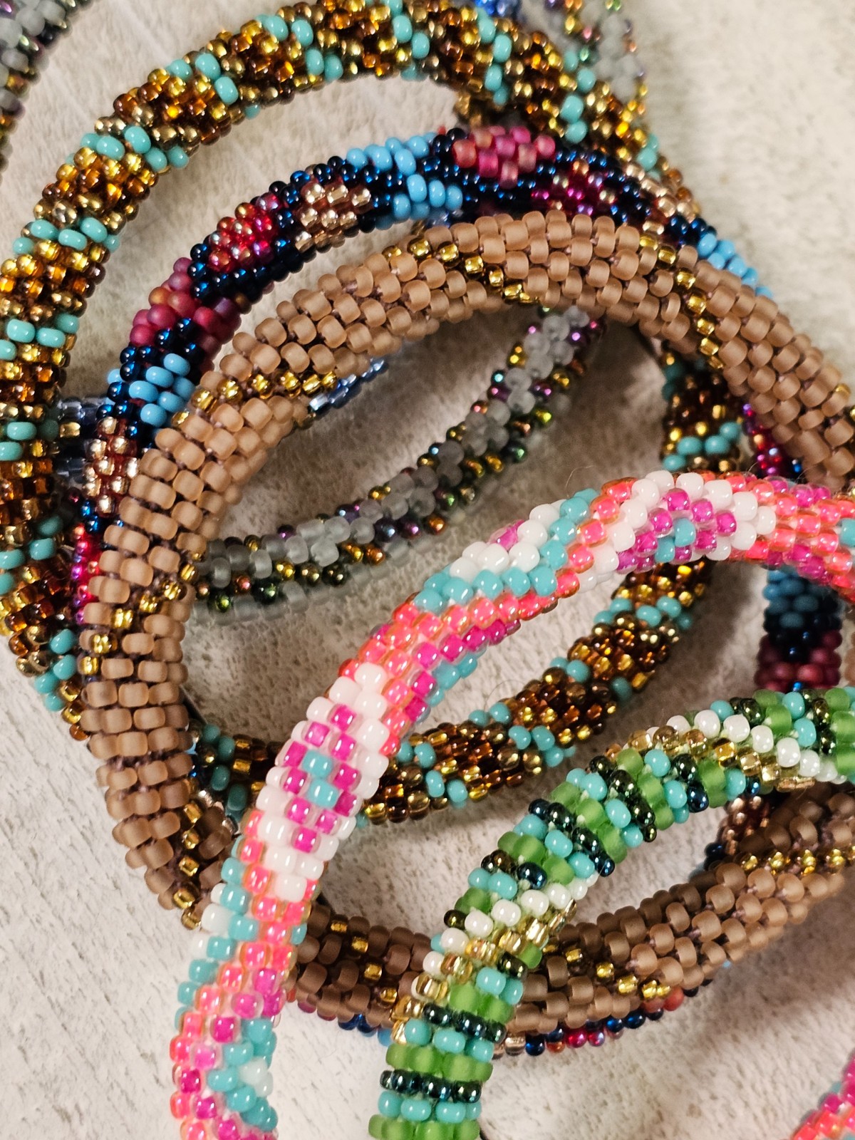 G14 7 PCs Nepal Beaded Bracelets Assortment Seed Bead 7″ Average Size FREE SHIP