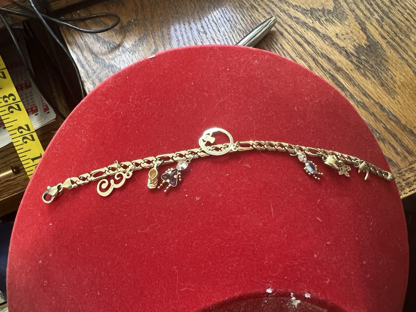 UNOAERRE 14K SOLID YELLOW GOLD FIGARO BRACELET 7.25” 11.7 g.