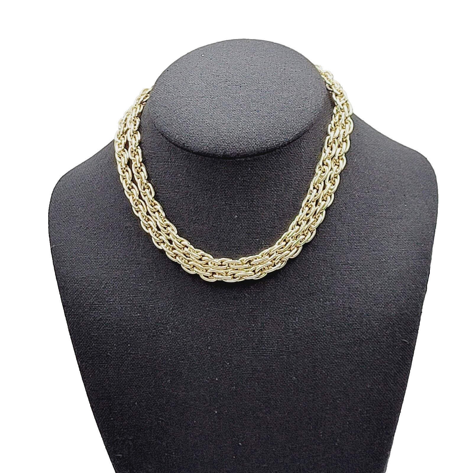 Multi Link Twist Rope Style Chain Very Light Gold Tone Vintage Necklace 30 Inch