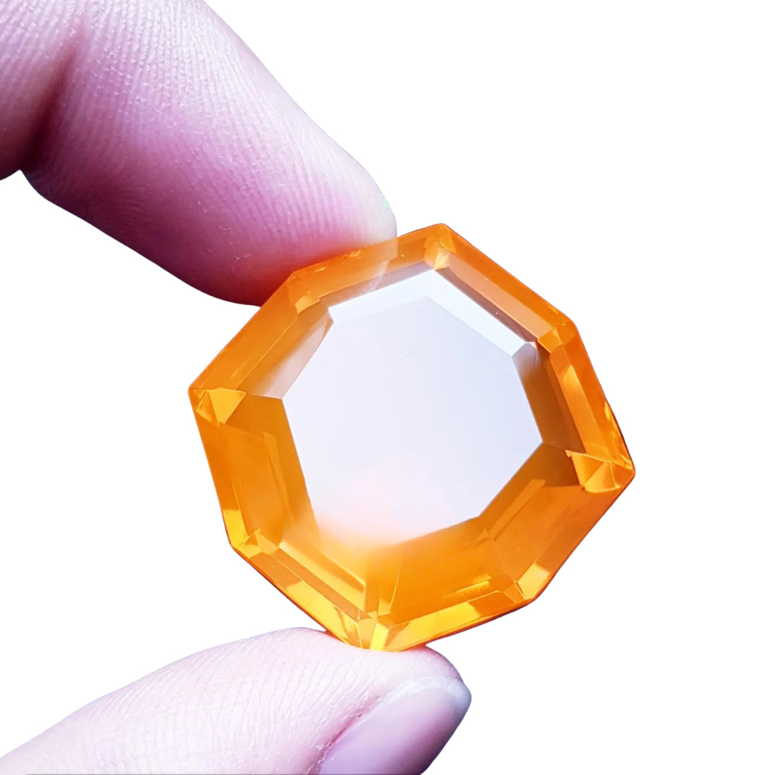 55 Ct Large Orange Mexican Fire Opal Fancy Cut Loose Gemstone 25MM Pendant Stone