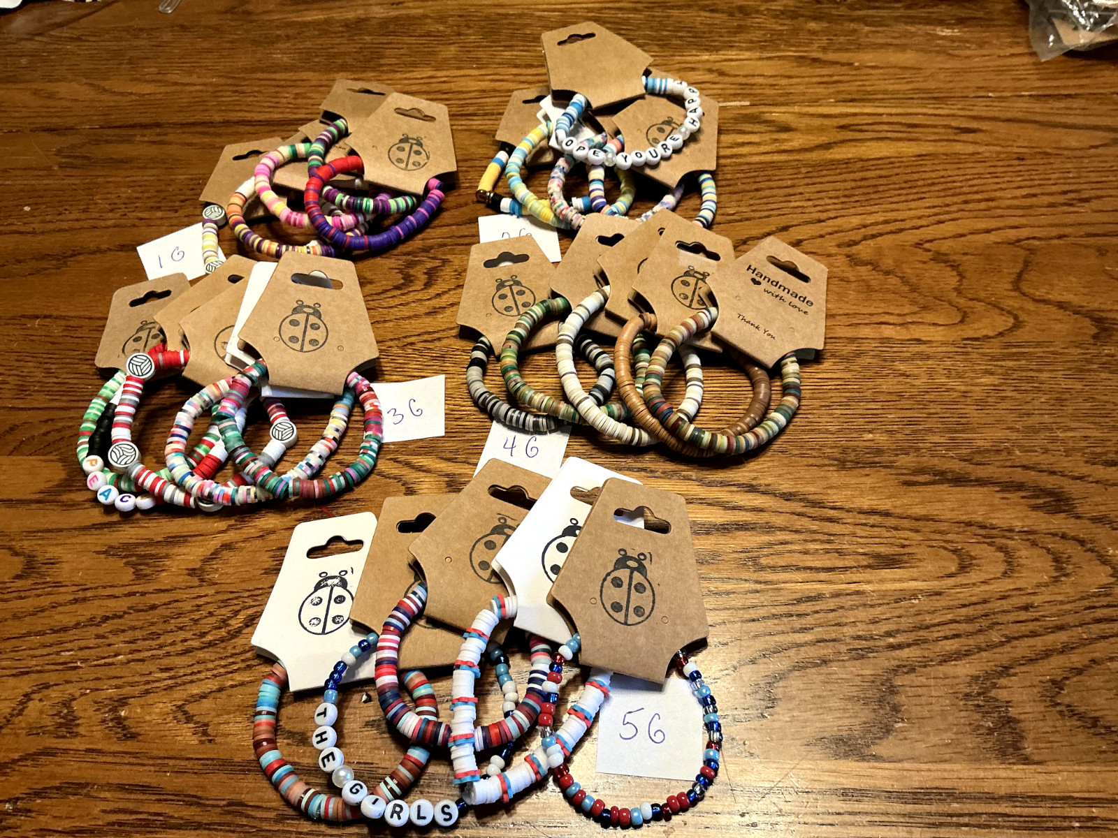 Lots of Colorful 7″ Rainbow Clay Bead Bracelets – New with Tag on them – Group G