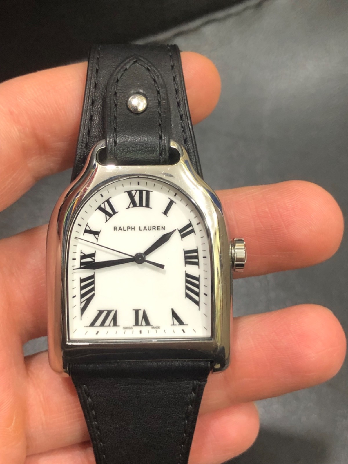 Ralph Lauren Stirrup Large Model Mens Watch Cal RL300.1 Leather K00302 Swiss