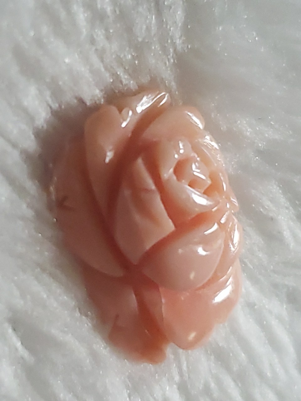 Vintage Hand Carved Pink Coral Floral Rose Loose Gem Jewelry Projects 15mm