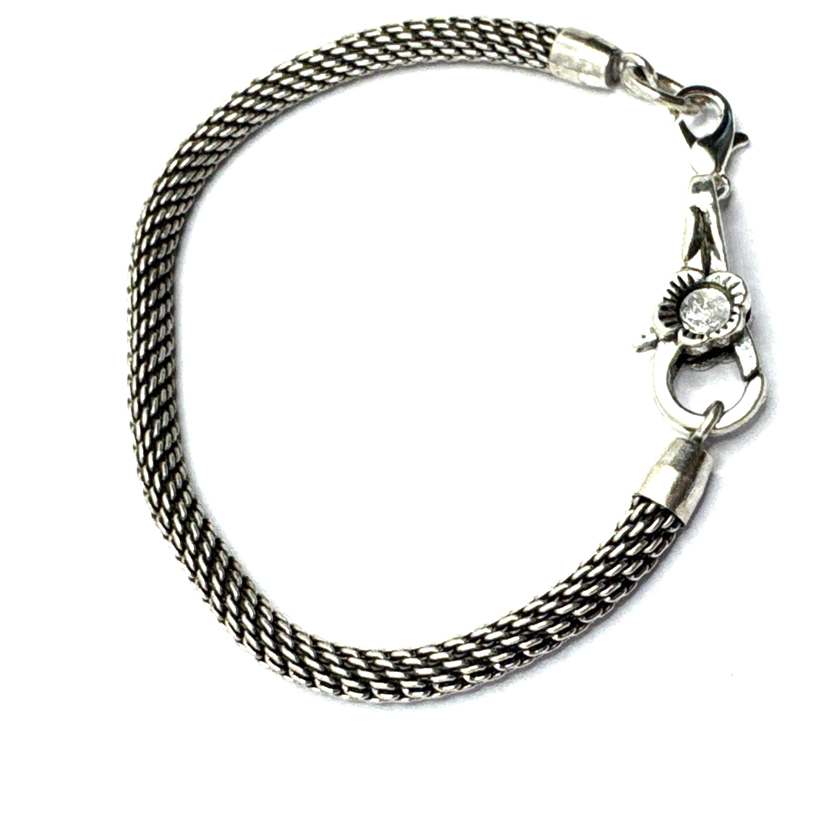 Brighton Mesh Charms/Beads Chain Bracelet W/ Non-Brand Flower Clasp 8 Inches