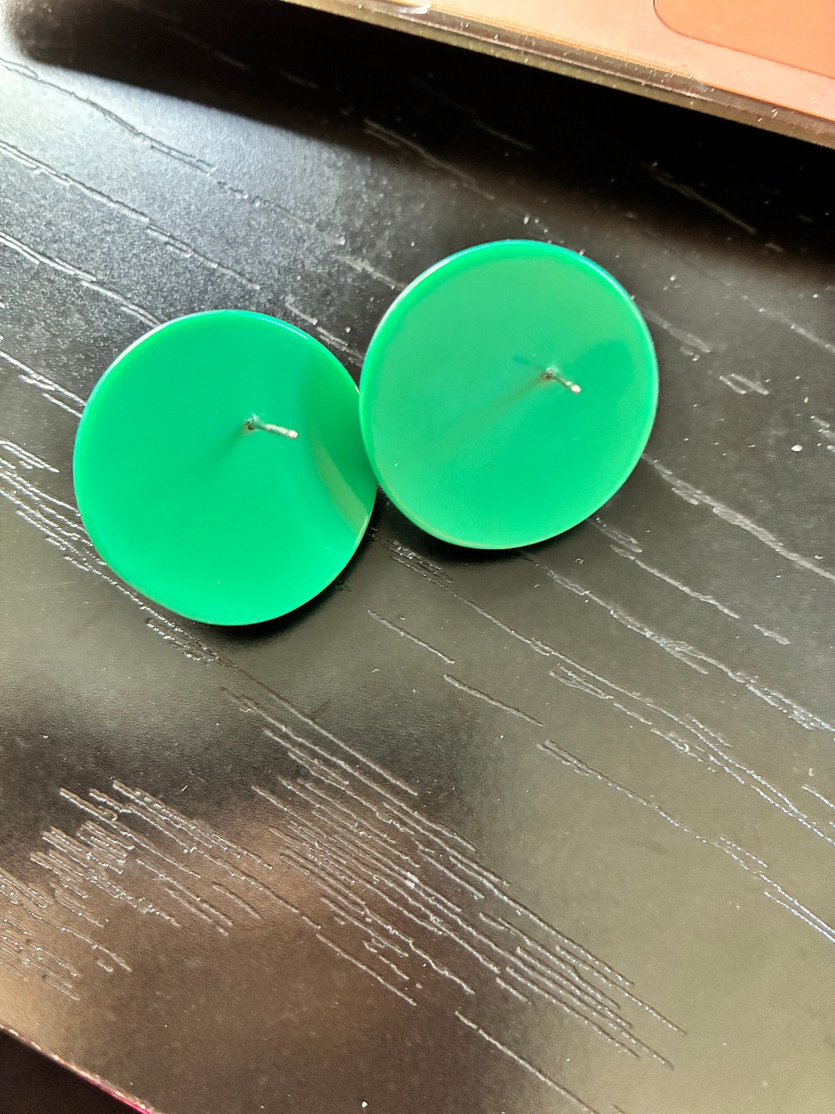 GIANT 1960’S SIMULATED TURQUOISE, SIMULATED LAPIS ROUND POST EARRINGS