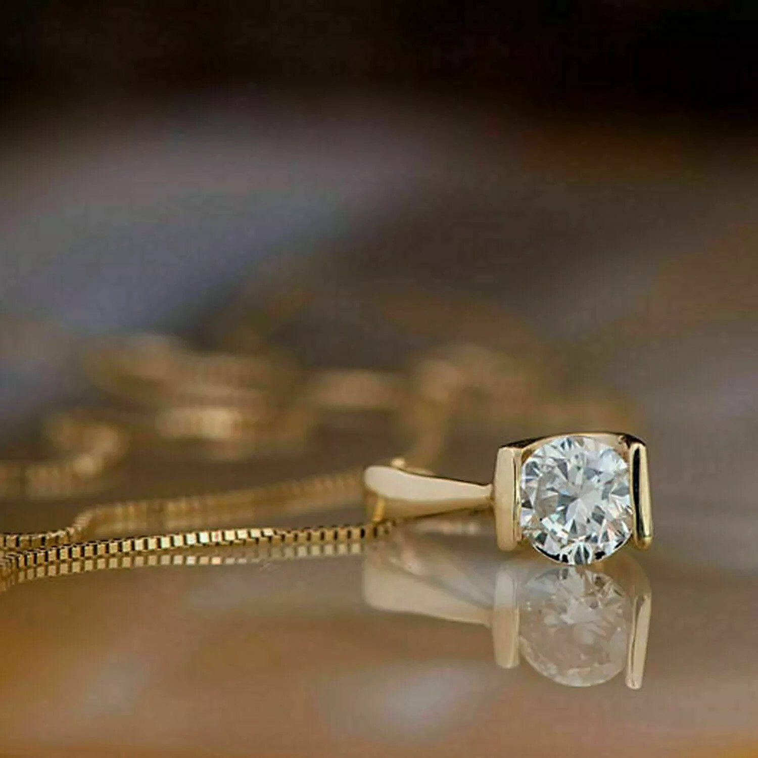 1.50Ct Round Cut Lab Created Diamond Solitaire Pendant 14K Yellow Gold Plated