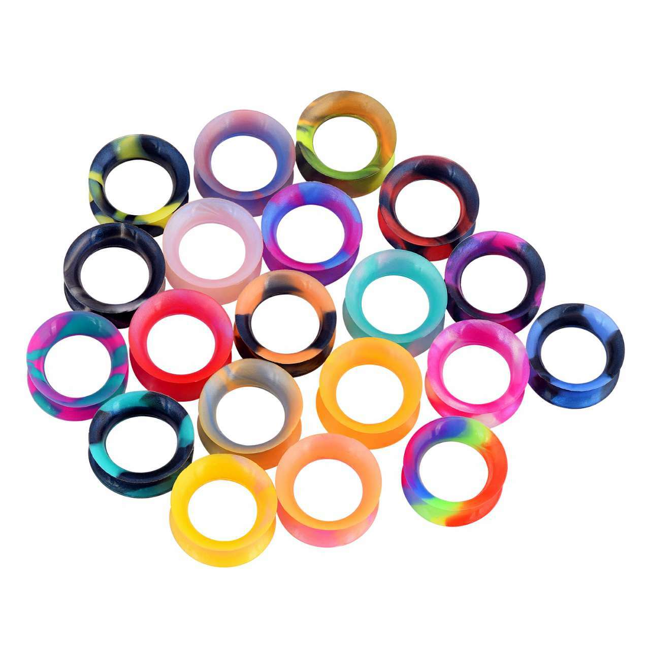 20pair Wholesale Silicone Ear Plug Ear Gauges Random Mixed Color Earring 2g-3/4″