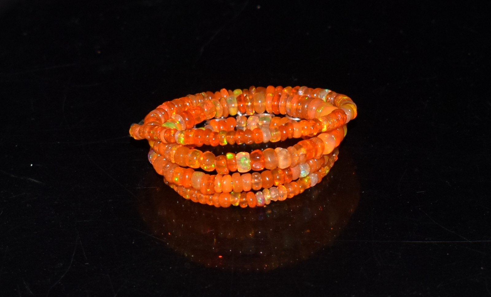 16″Natural Ethiopian Opal Wello Fire Opal Gemstone Bead Necklace m201