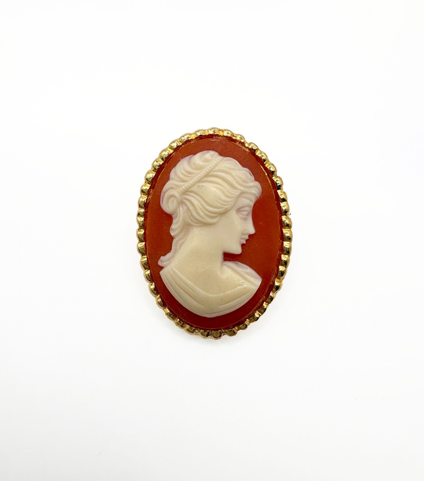 Antique Cameo Brooch Pin Early 1900s Gold Tone Classical Lady Victorian Style