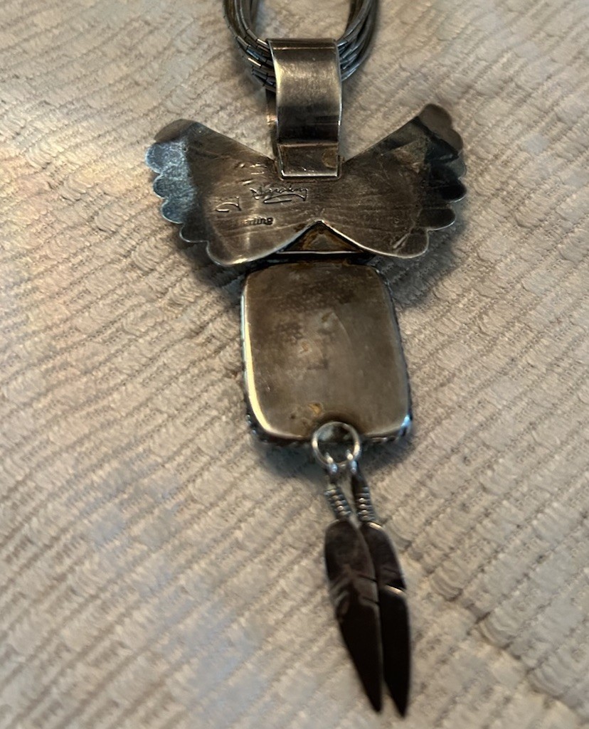 Rocki Gorman Gary G Sanchez Turquoise Katchina Sterling Pendant Neckace Signed