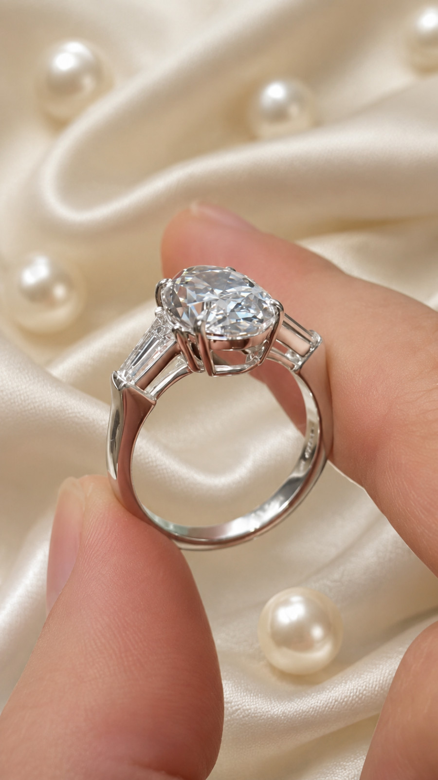 Diamond Engagement Ring 950 Platinum 6.80 Ct Oval Cut IGI Certified Lab Created