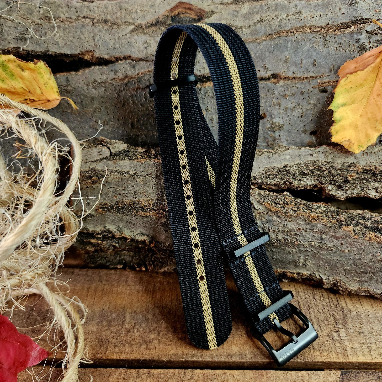 NATO strap Ribbed Fall Colors PVD Buckles Heavy Duty Water Resistant Watchbands