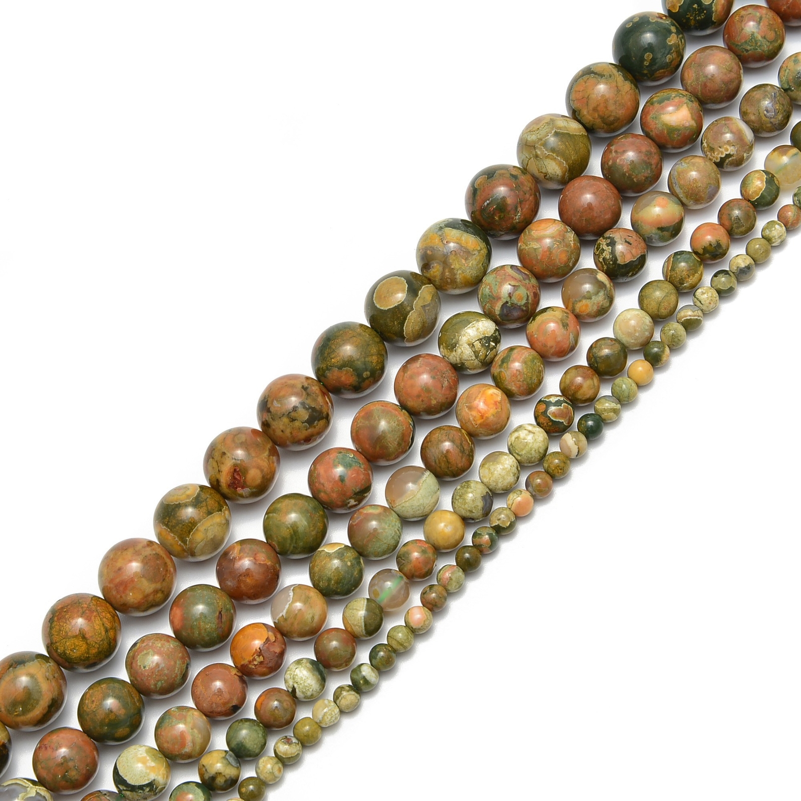 Rainforest Jasper Rhyolite Smooth Round Beads 4mm 6mm 8mm 10mm 12mm 15.5” Strand