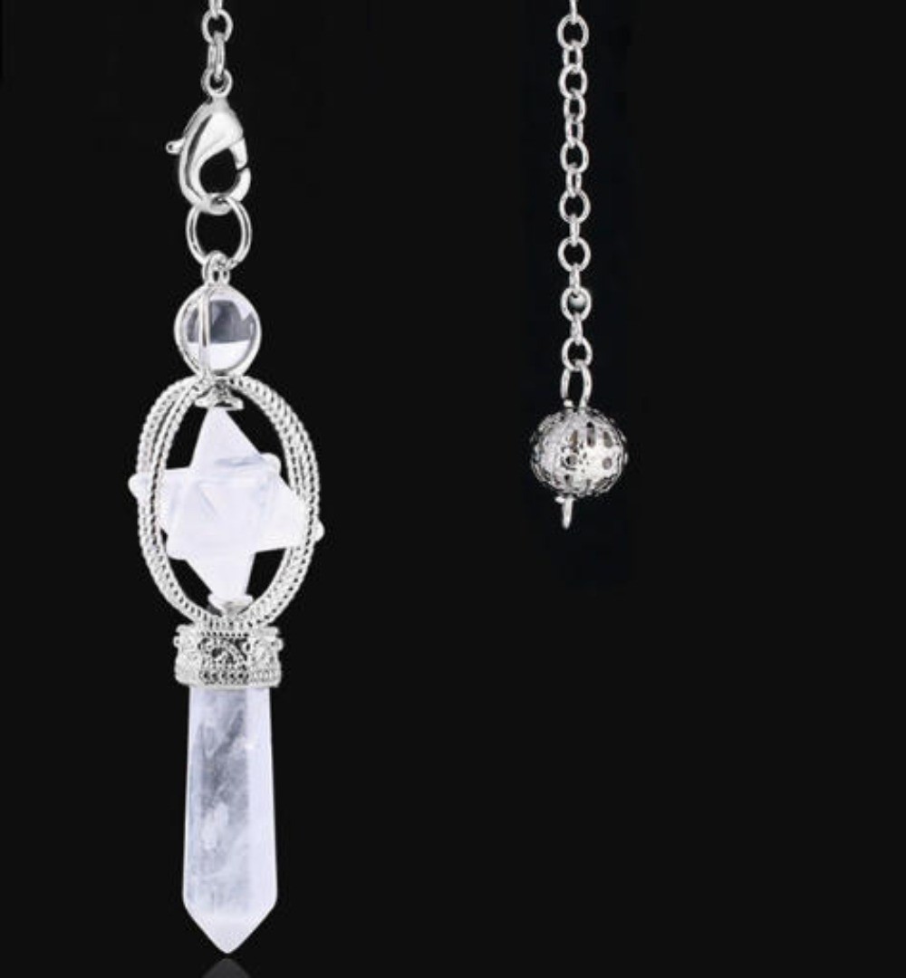 Natural Gemstones Merkaba Hexagram Rotating Healing Crystal Reiki Chakra Pendant
