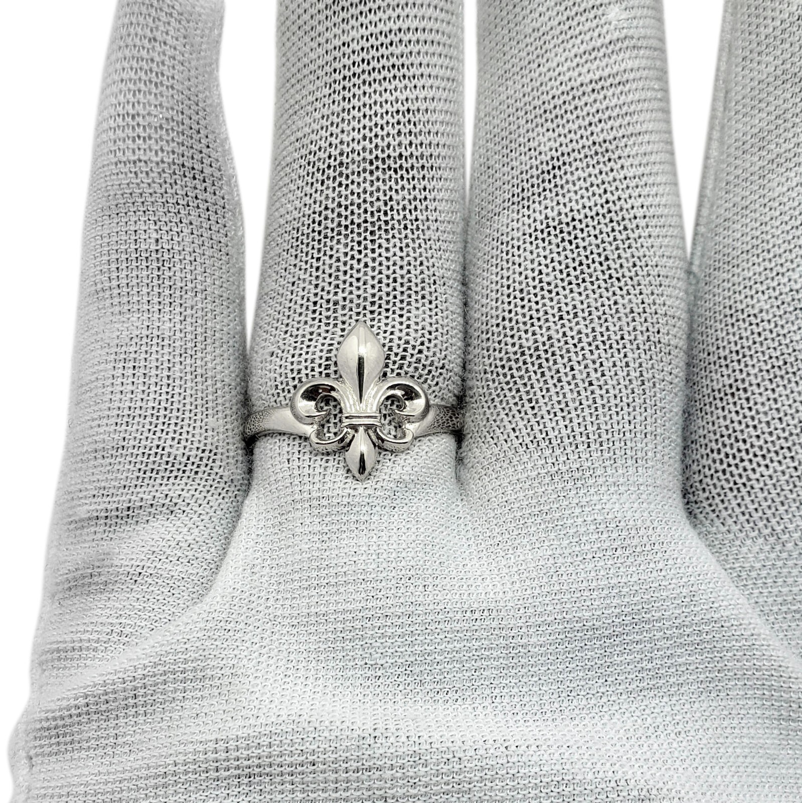 Solid 10K White Gold Fleur de Lis Ring, Sizes 3 – 12, Fleur-de-Lis