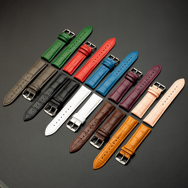 Alligator Grain Leather Watch Band Strap Pin Buckle Watch Accessories 10-24mm