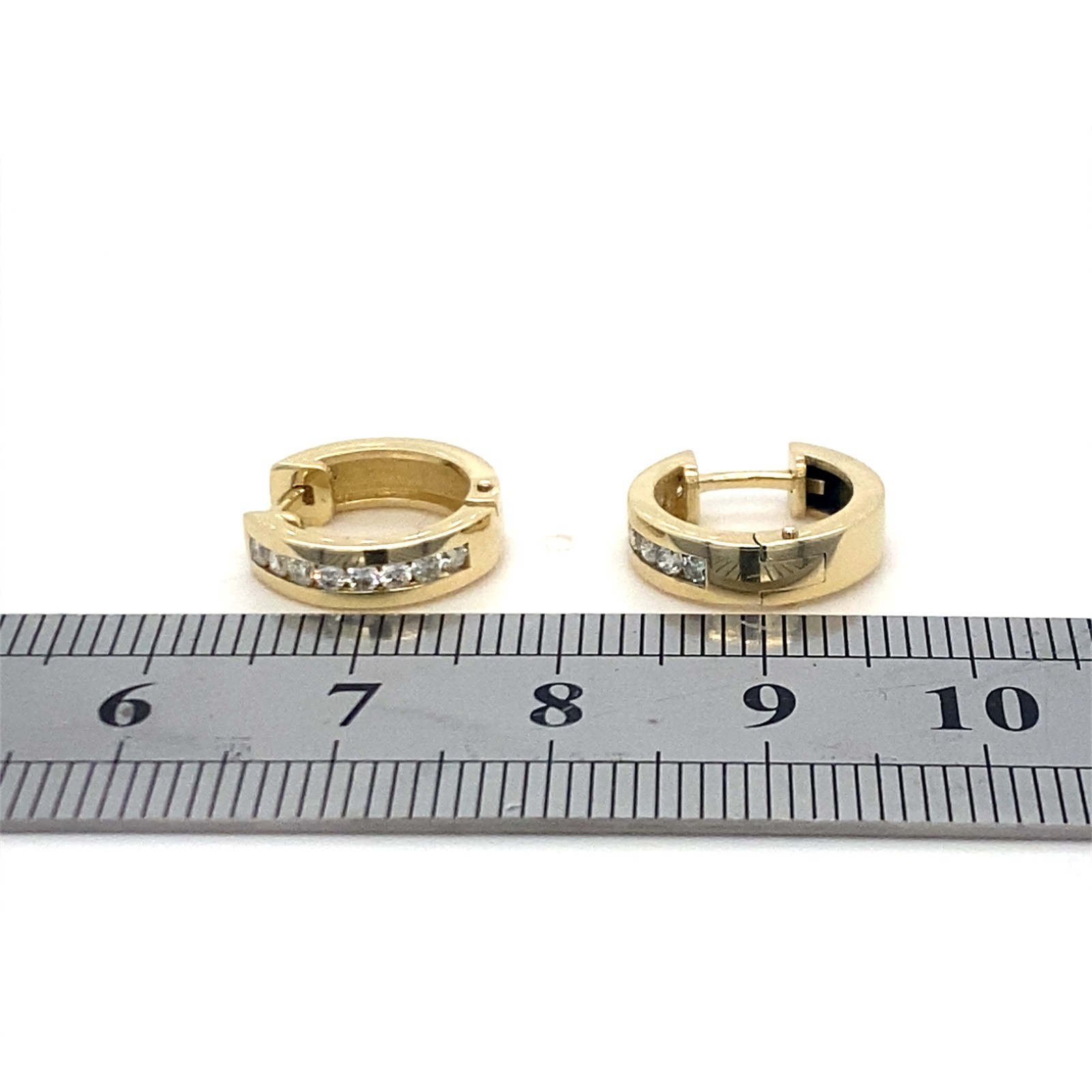Solid 14 Karat Yellow Gold Diamond Hoop Hinged Click Earrings 0.29 Carats H/SI